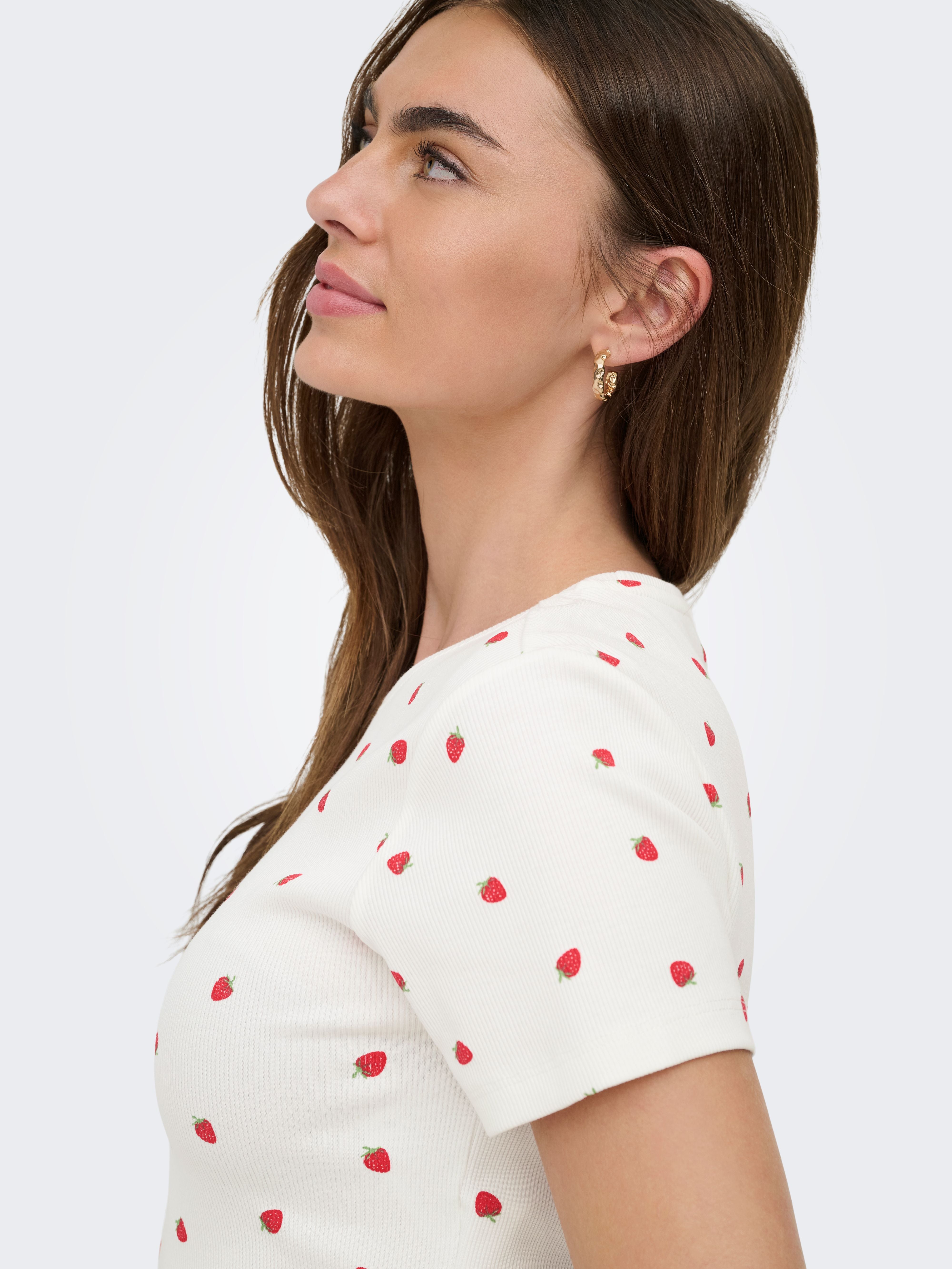 T-shirt Fenja a Costine Fragola