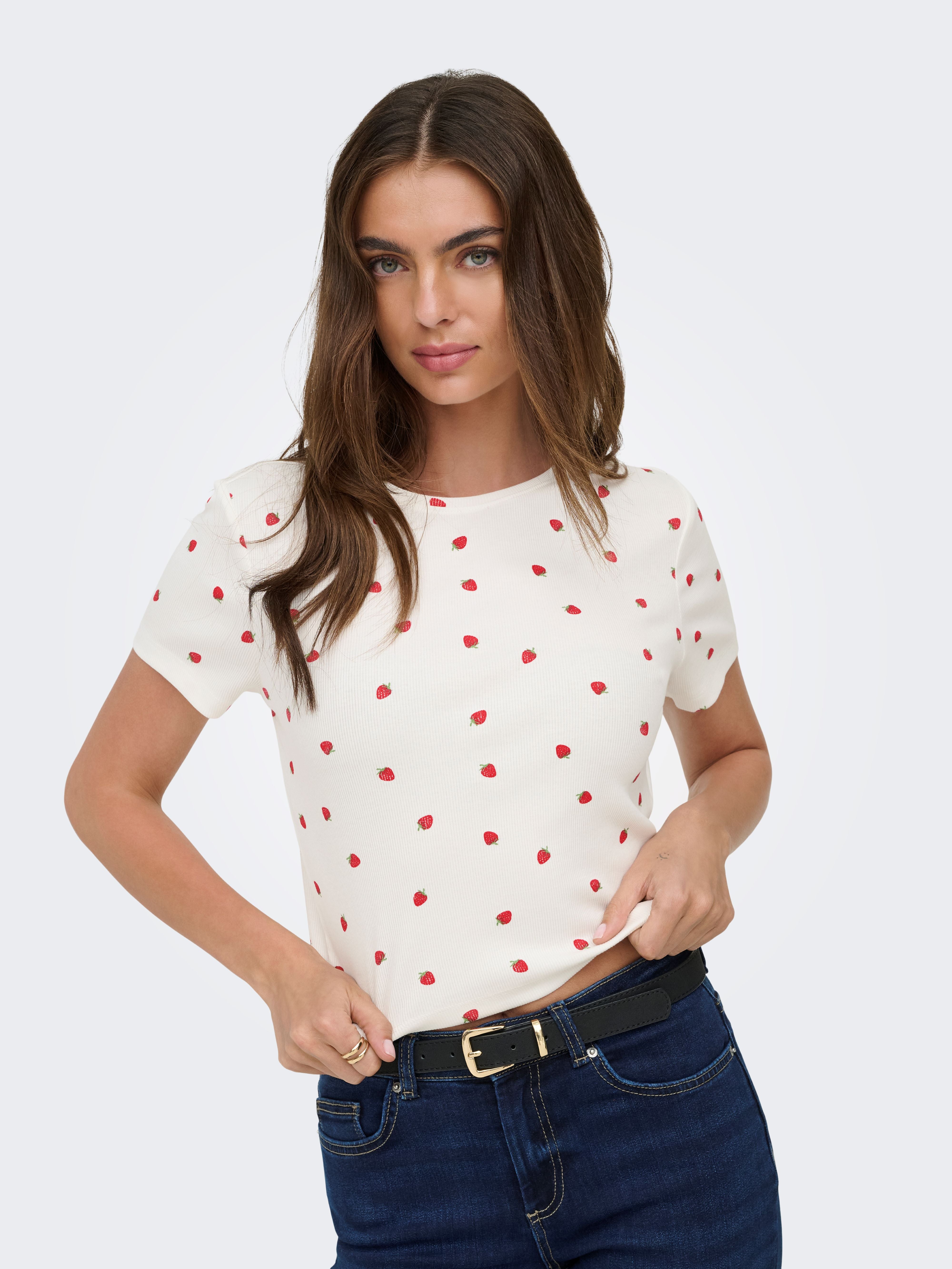 T-shirt Fenja a Costine Fragola