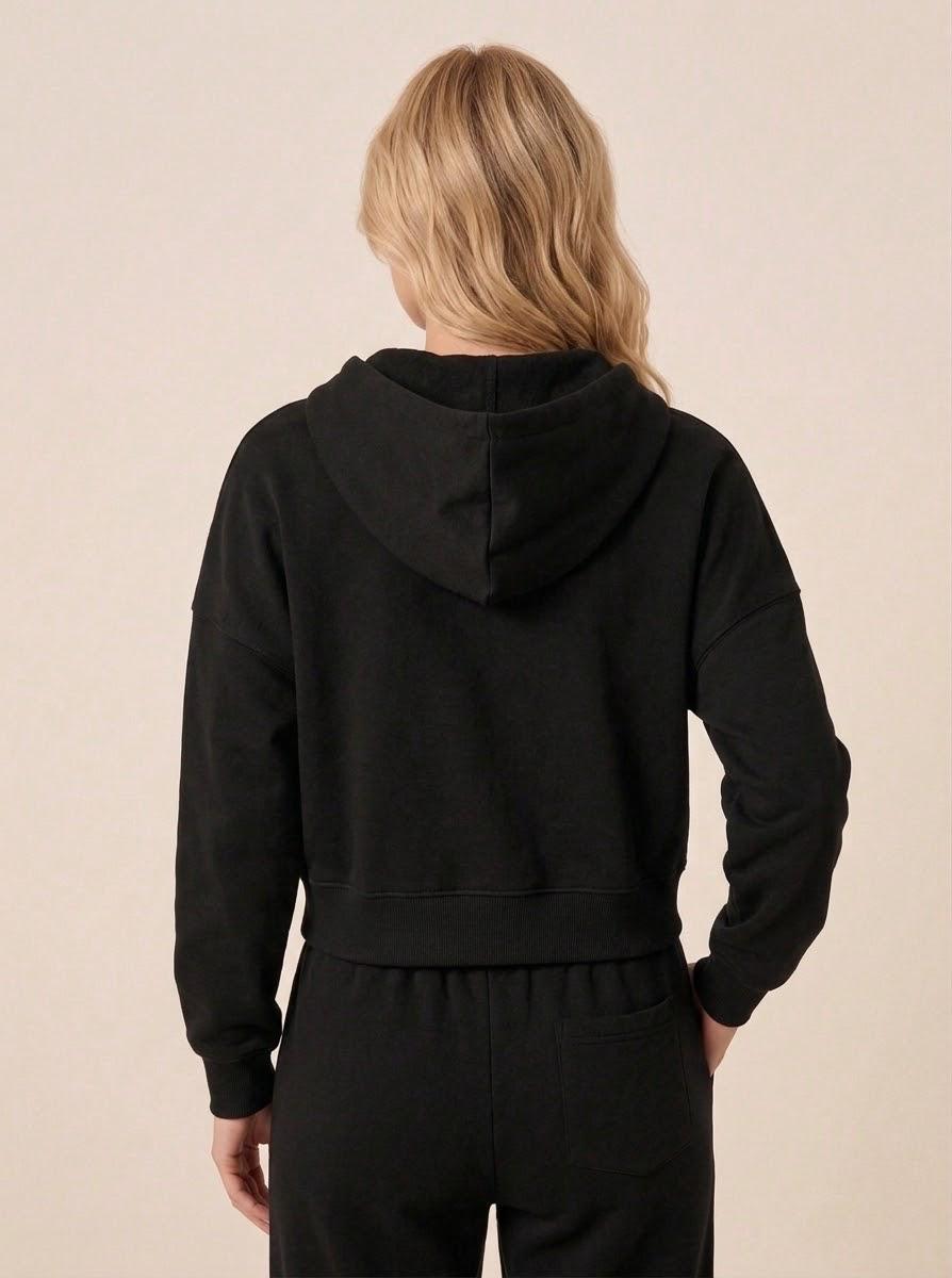 Felpa Felpata Nera Con Zip e Cappuccio Street Lab
