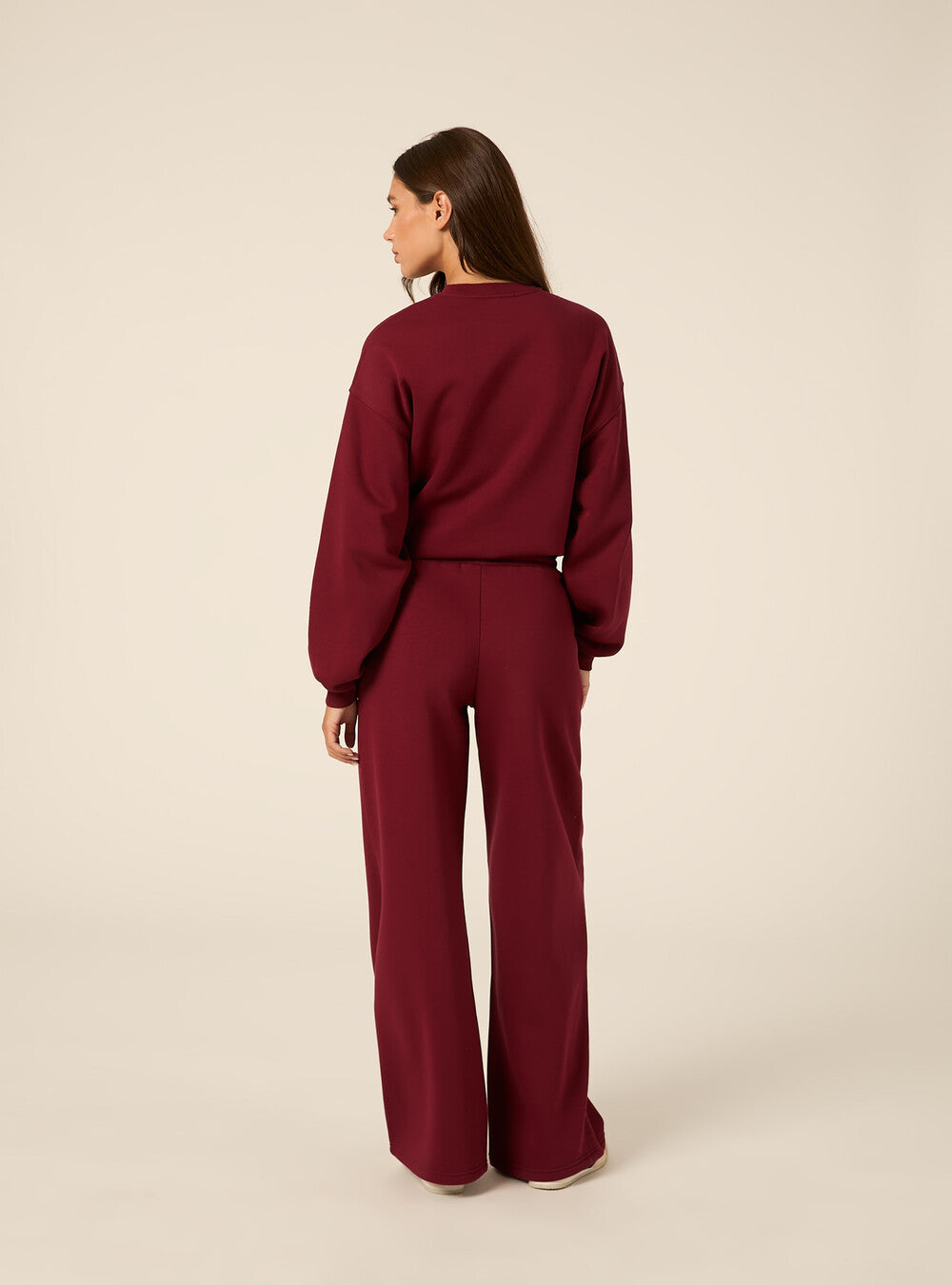Pantaloni Campus Harvard Wide Leg Felpati Borgogna
