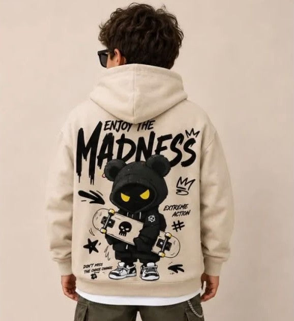 Felpa Felpata con Cappuccio Madness Bear Beige