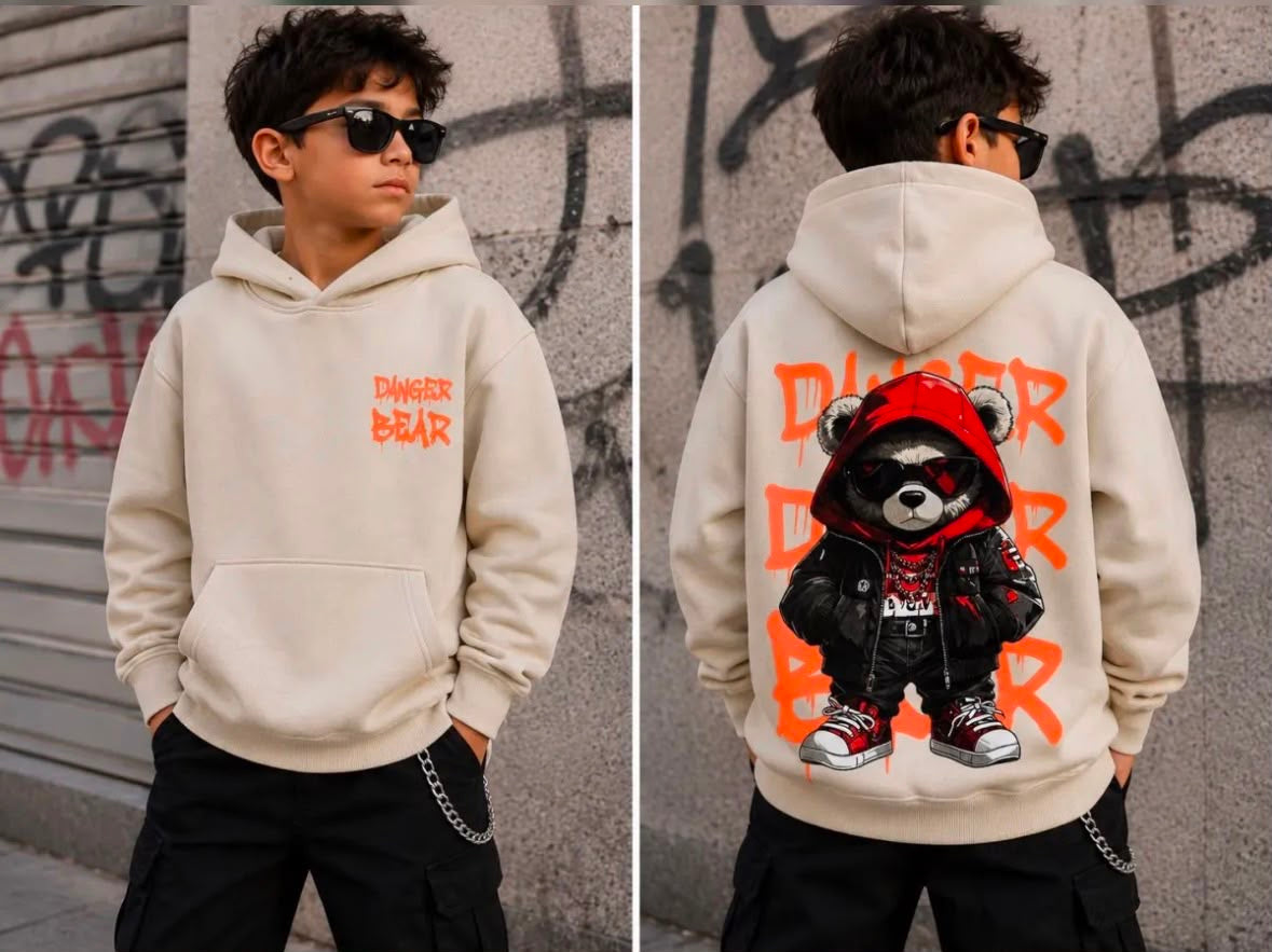Felpa Ragazzo Felpata Danger Bear Sabbia
