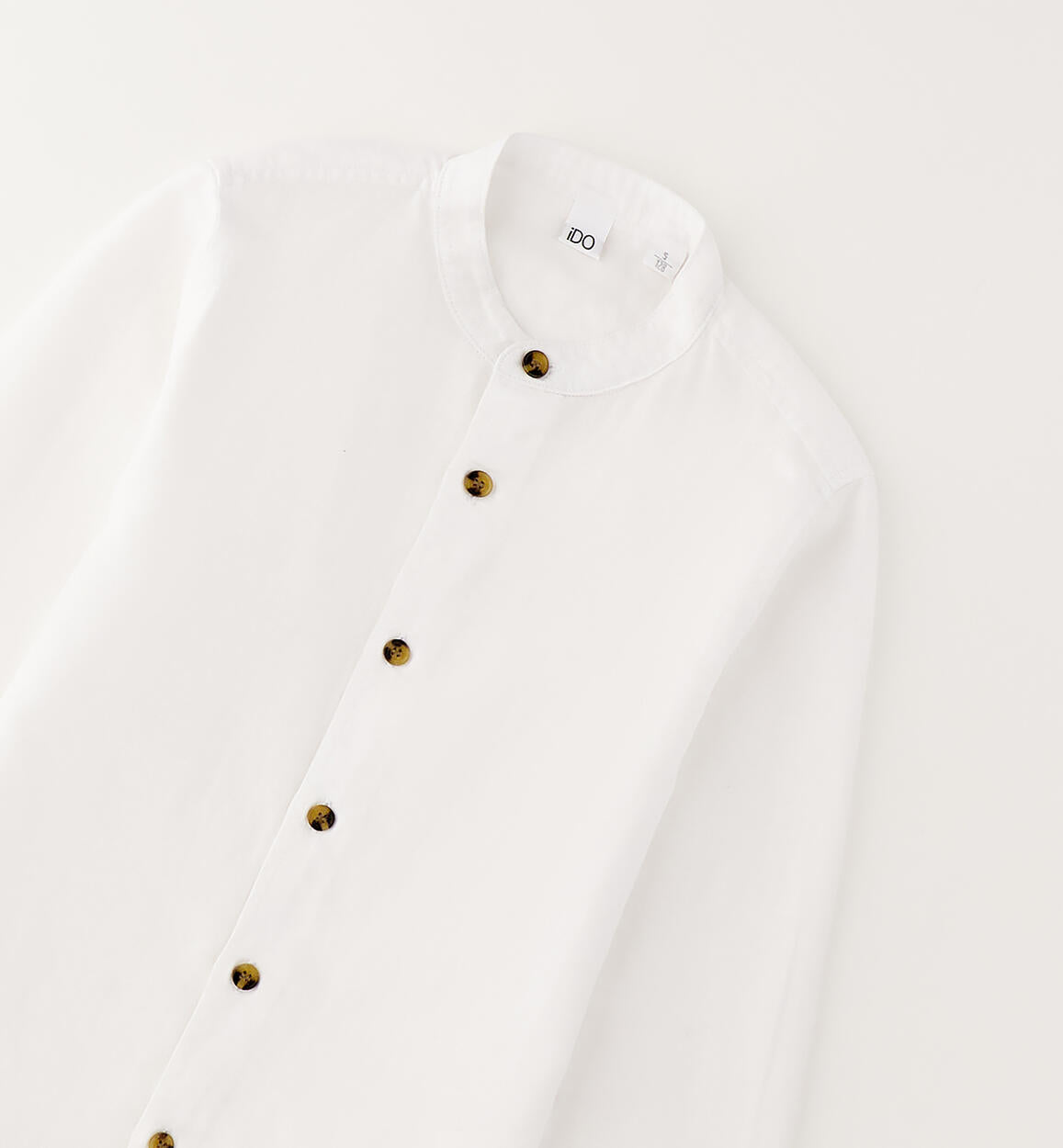 Camicia Amalfi Coreana in Misto Lino Bianca