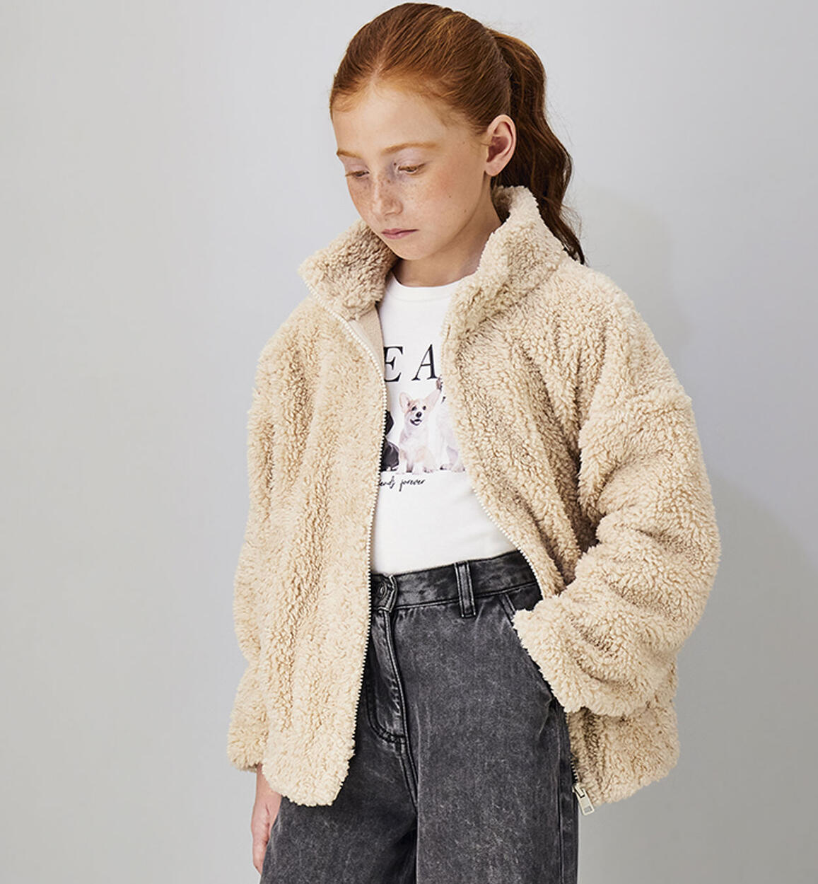 Giacca Chloe Beige Teddy con Zip