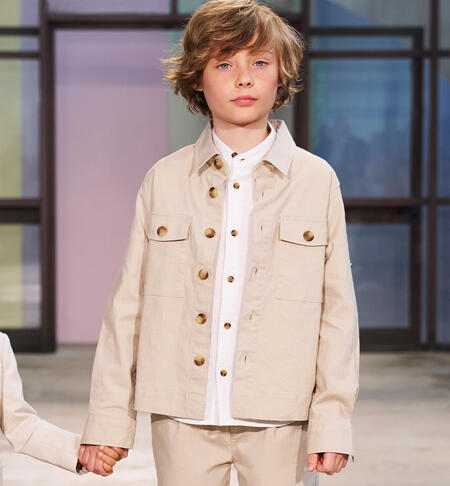 Giacca Oliver Leggera in Misto Lino Beige