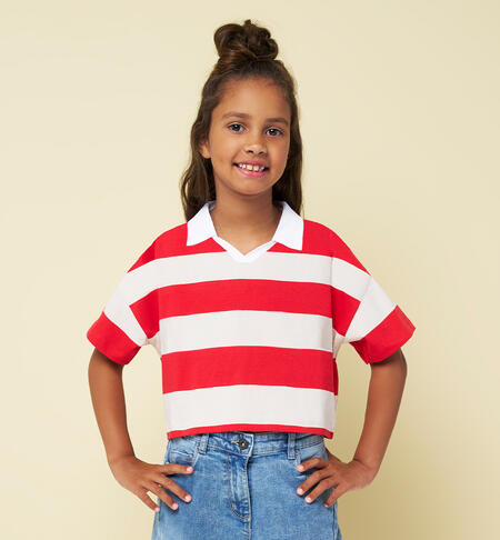 Polo Ruby Cropped a Righe
