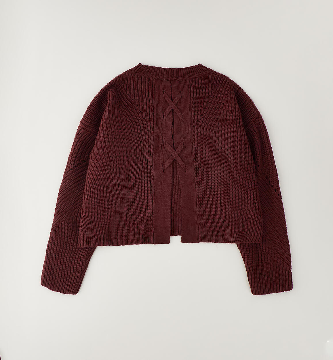 Maglione Chloe Bordeaux in Maglia con Incroci Sul Retro