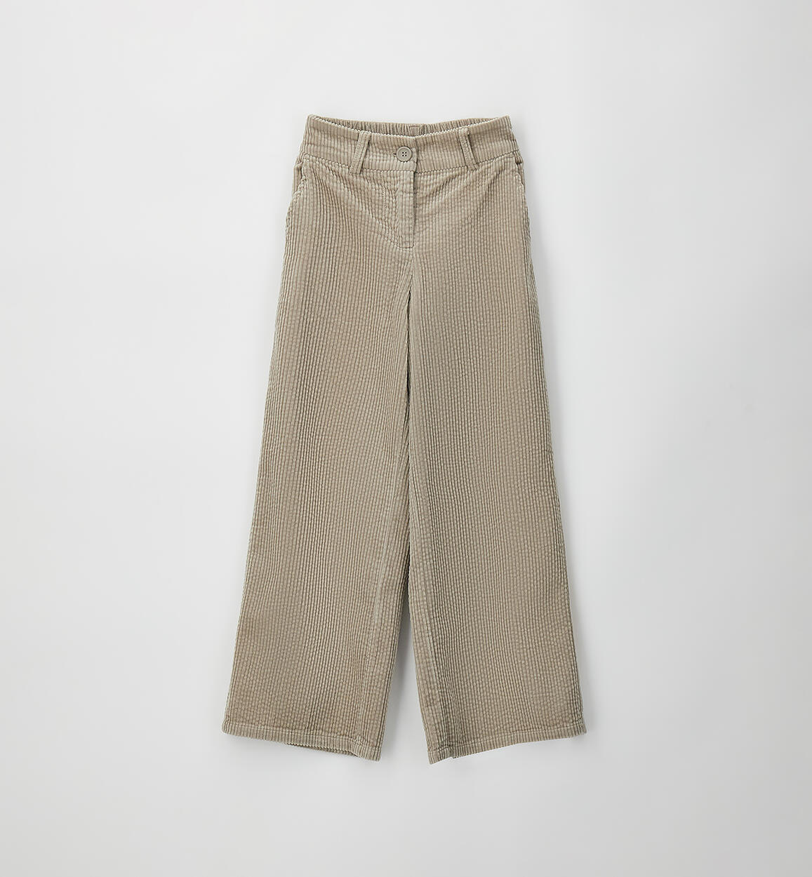 Pantaloni Marlene in Velluto a Coste Beige a Gamba Larga