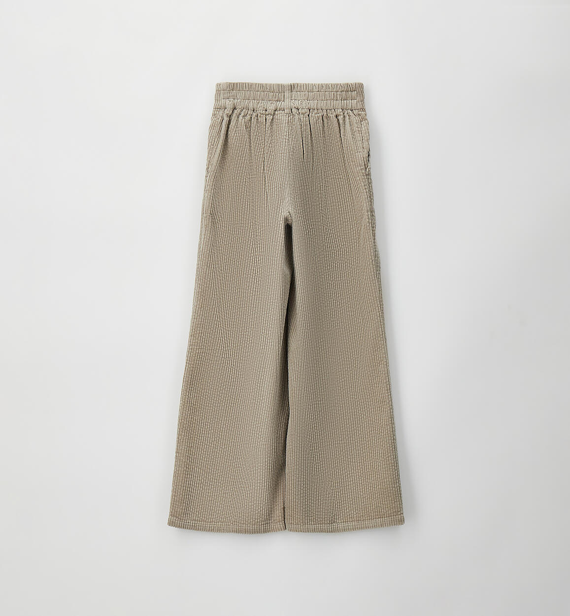 Pantaloni Marlene in Velluto a Coste Beige a Gamba Larga