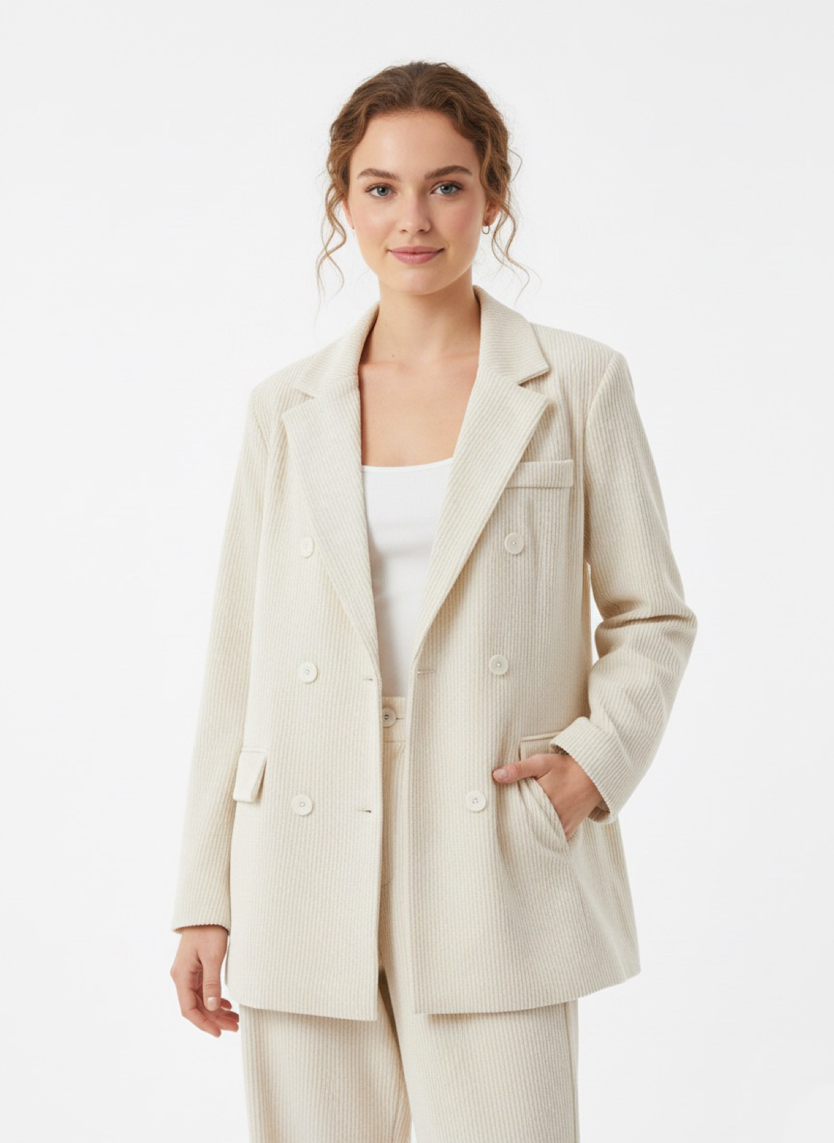 Blazer Stoccolma Velluto Panna