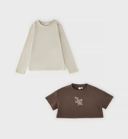 Set 2 Pezzi T-Shirt con Crop Top No body is like you
