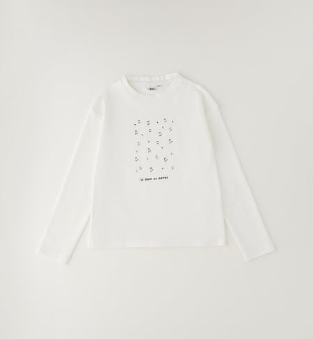 T-Shirt Virginia iDO Bianco Manica Lunga It Is Now Or Never
