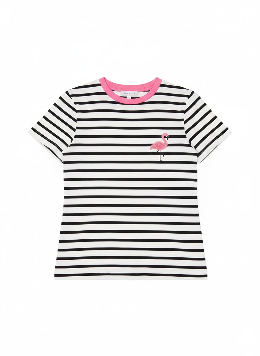 T-shirt Only Righe Fenicottero