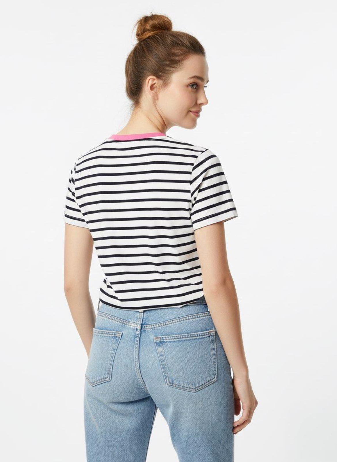 T-shirt Only Righe Fenicottero