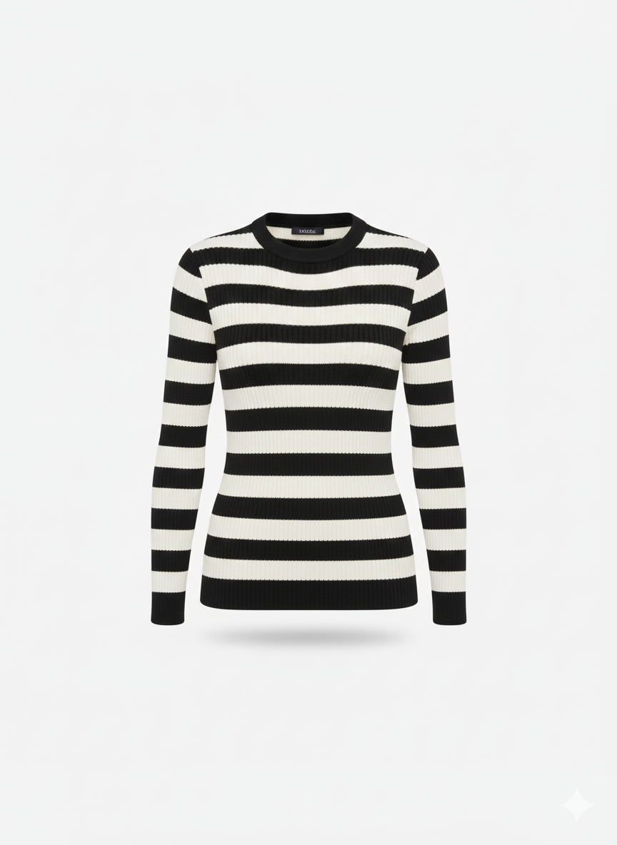 Maglioncino Only Louisa righe nero e panna