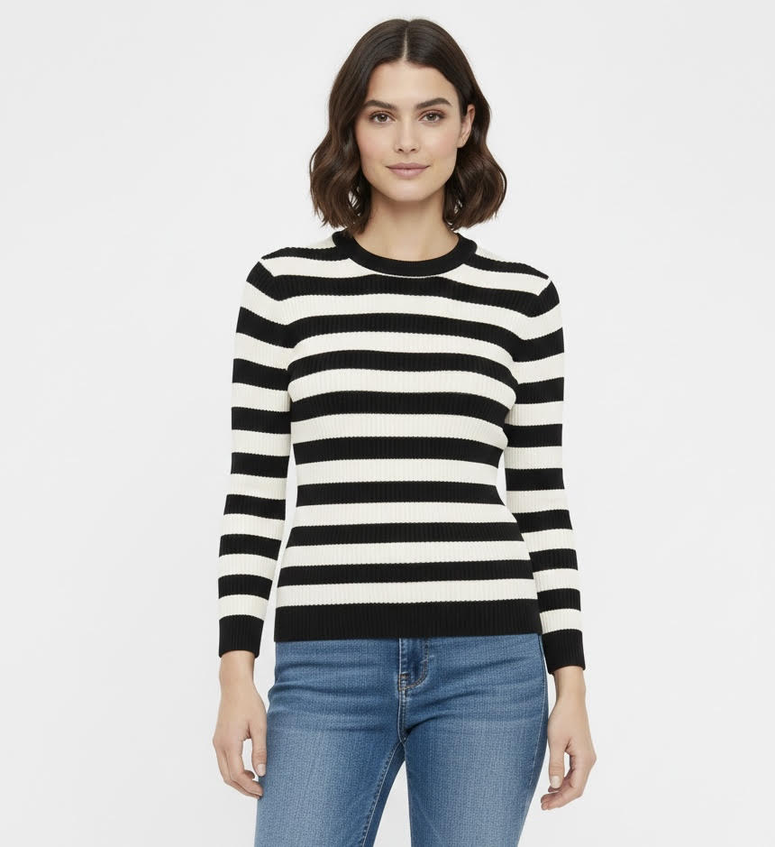 Maglioncino Only Louisa righe nero e panna