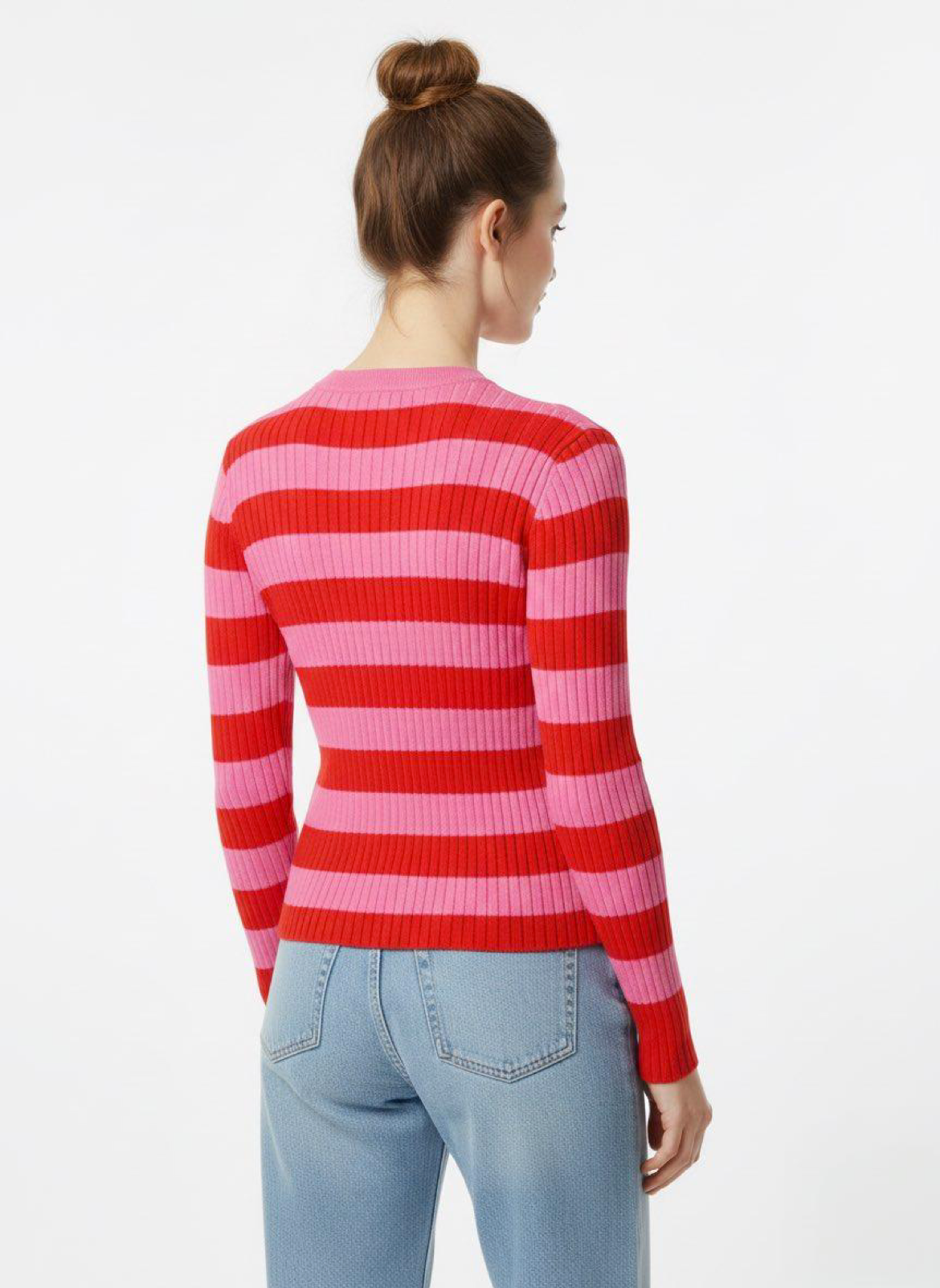 Maglioncino Only Louisa righe rosa e rosso