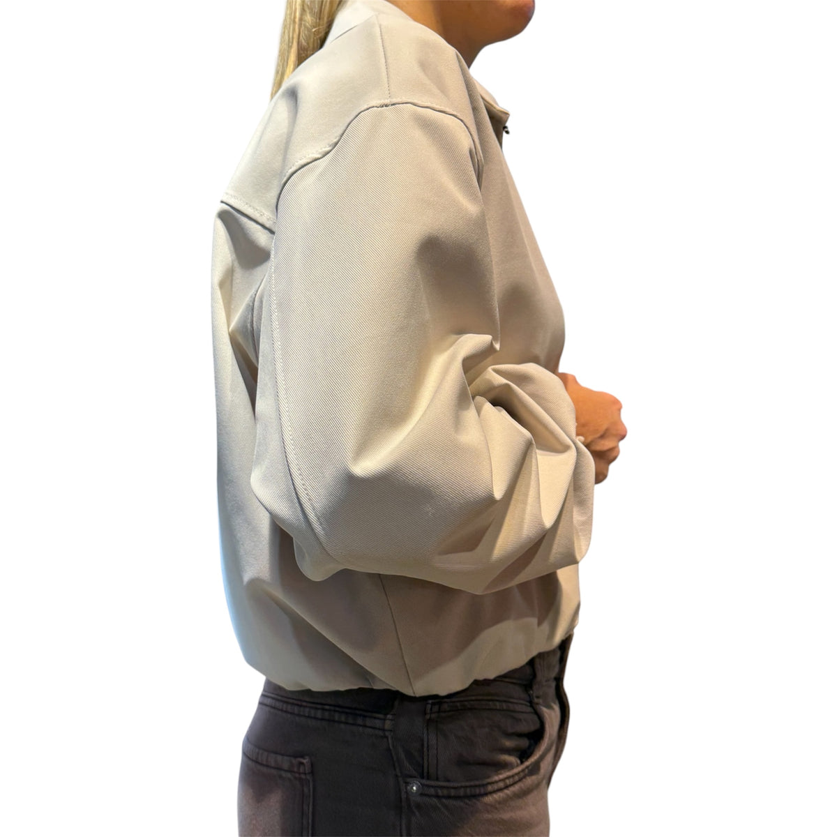 Giacca Bomber Stefy Panna Beige con Zip Frontale e Fodera Interna
