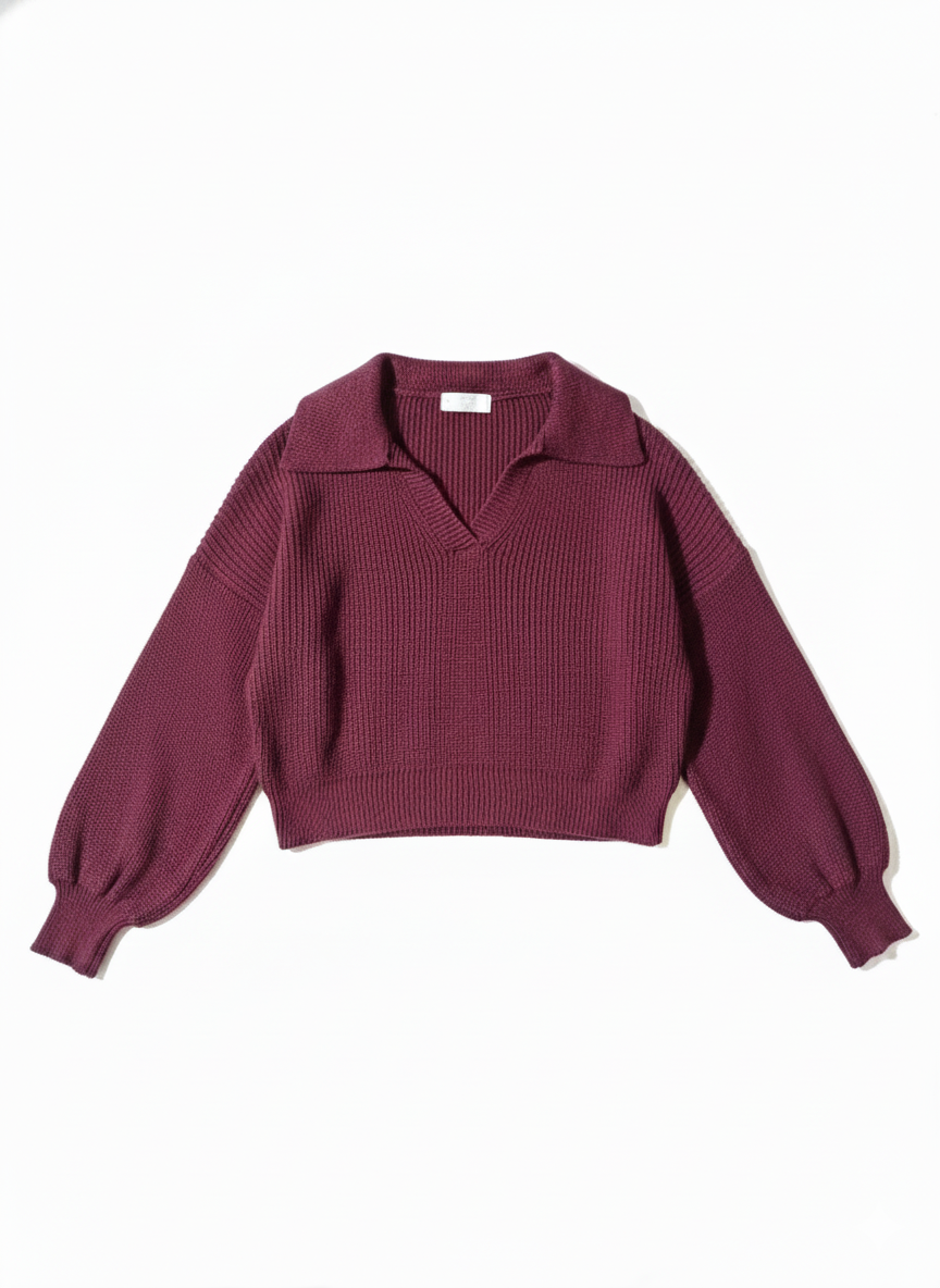 Maglione Roxy collo a V bordeaux