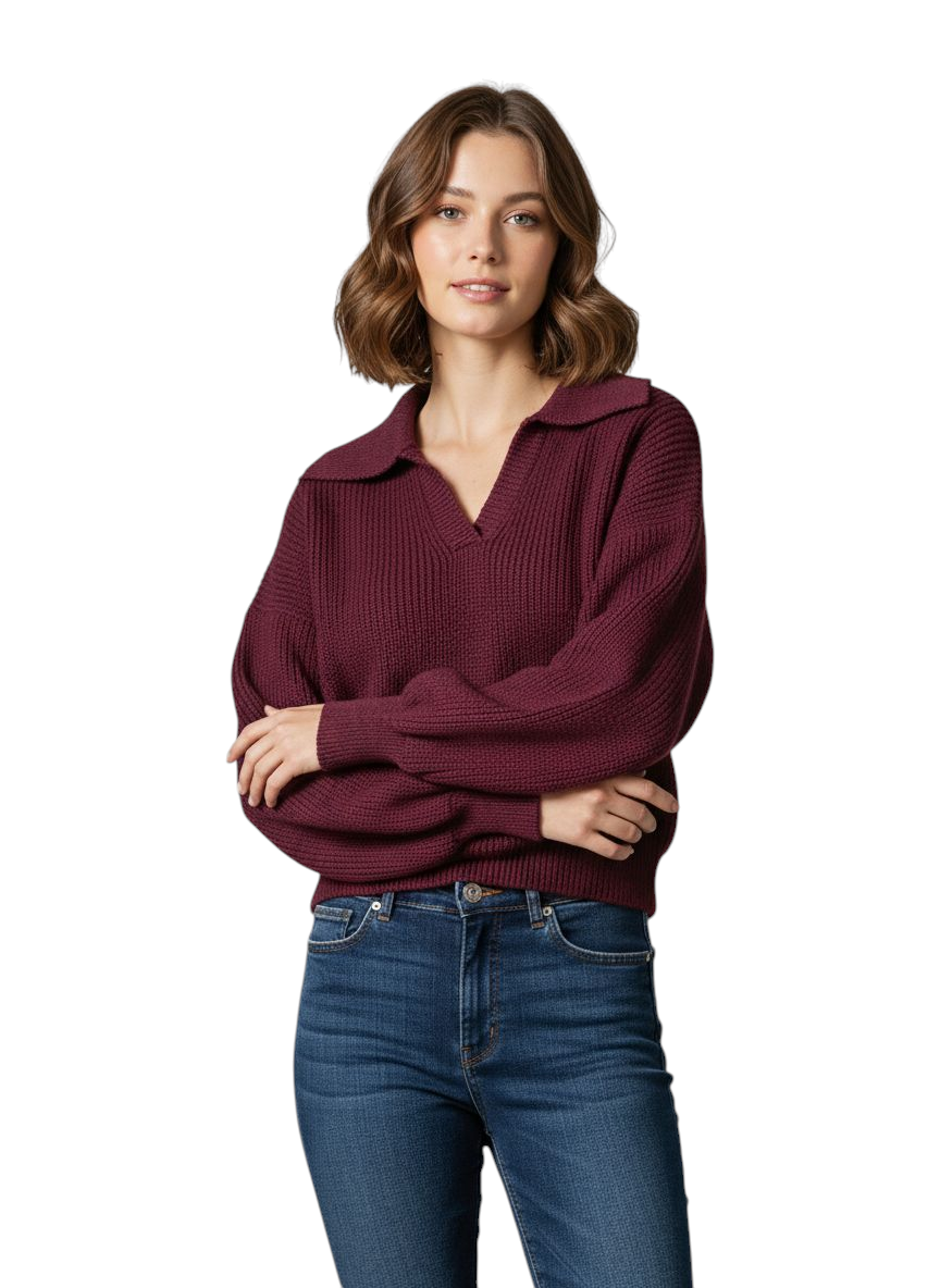 Maglione Roxy collo a V bordeaux