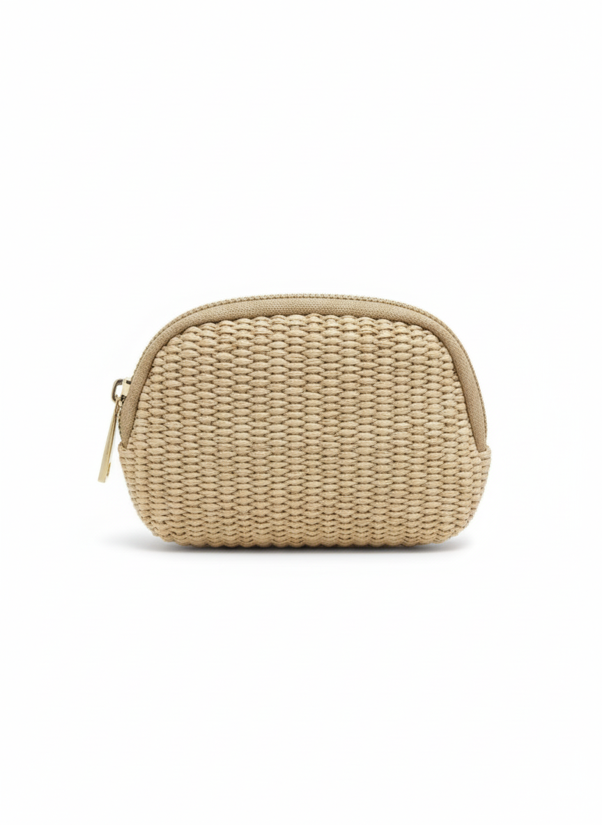 Mini pochette RIO effetto paglia beige