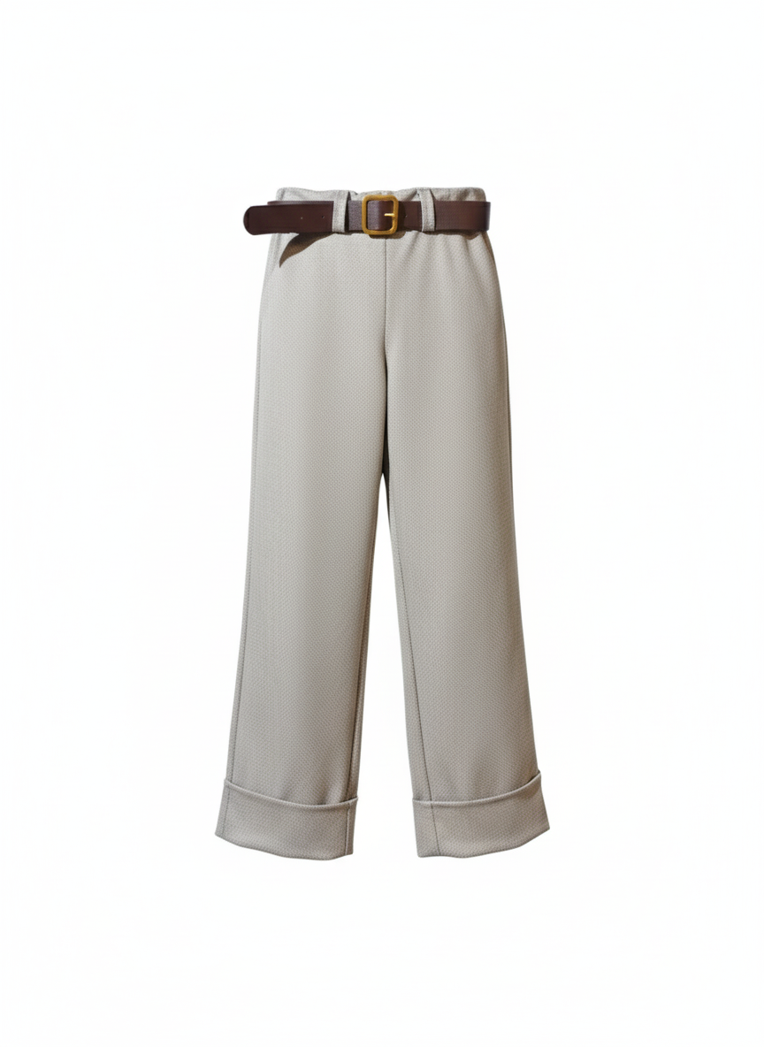 Pantalone Capri gamba larga con cintura