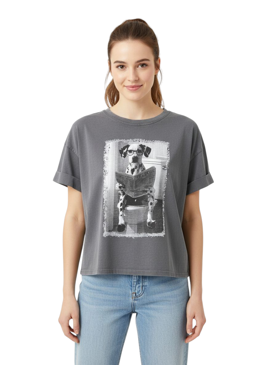 T-shirt Dalmata nero stonewash