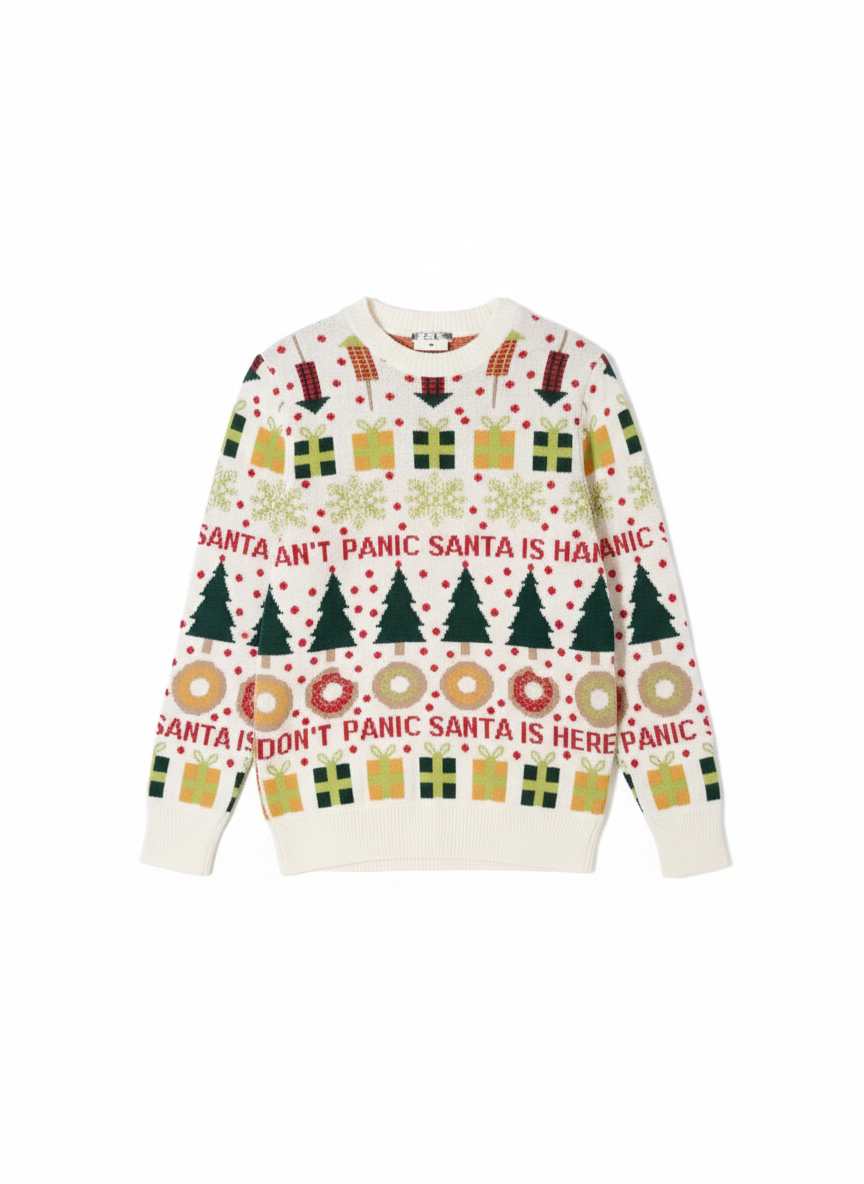 Maglione Natale panna Don't Panic