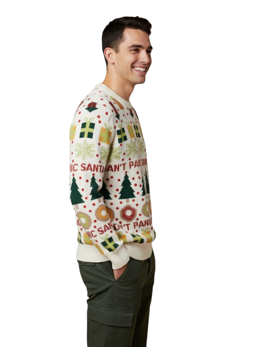 Maglione Natale panna Don't Panic