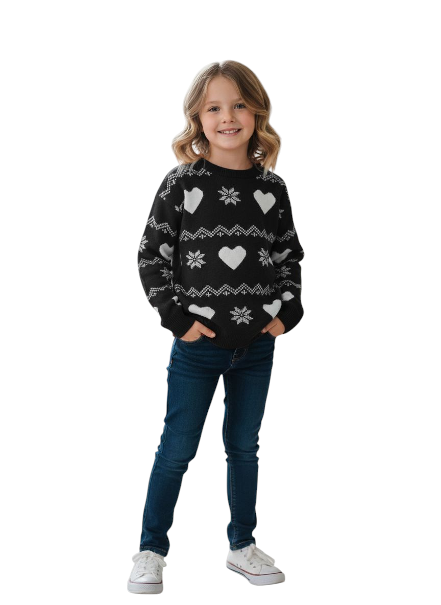 Maglione Natale Yours cuori nero