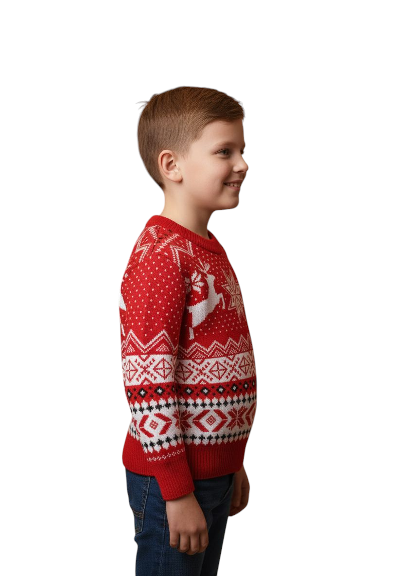 Maglione Natale fiocco rosso junior