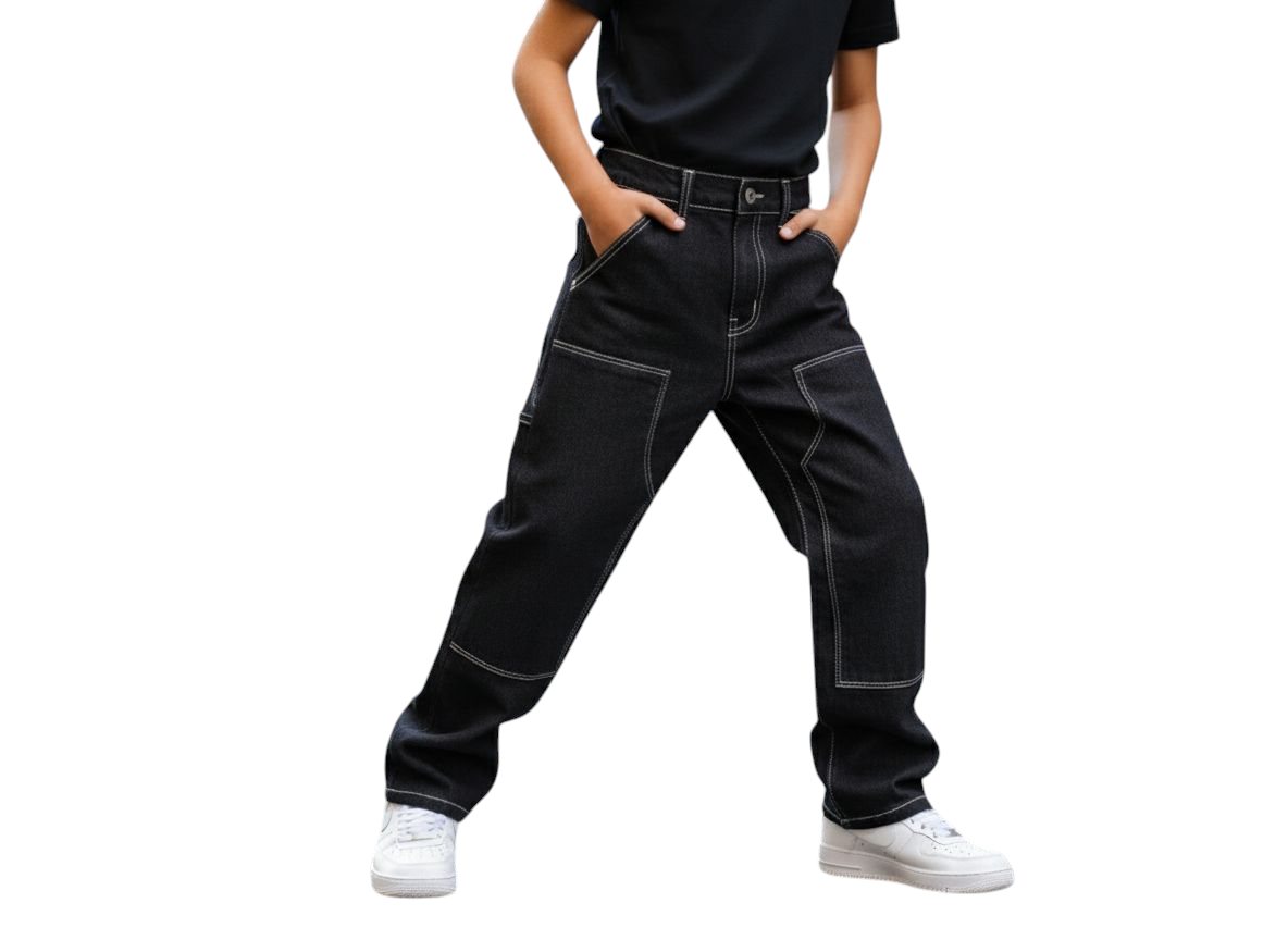 Pantalone jeans yours work loose nero graffiato elasticizzato