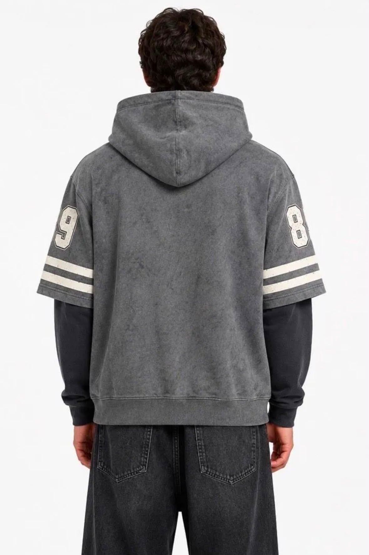 Felpa Brooklyn Felpata Grigio Lavato Doppia Manica
