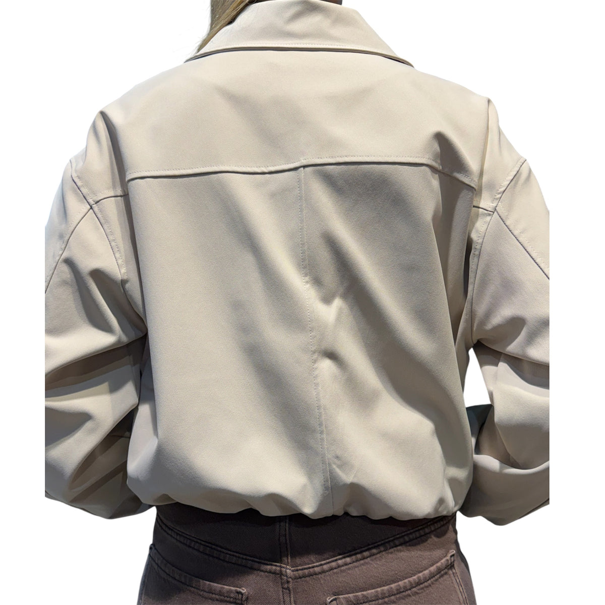 Giacca Bomber Stefy Panna Beige con Zip Frontale e Fodera Interna