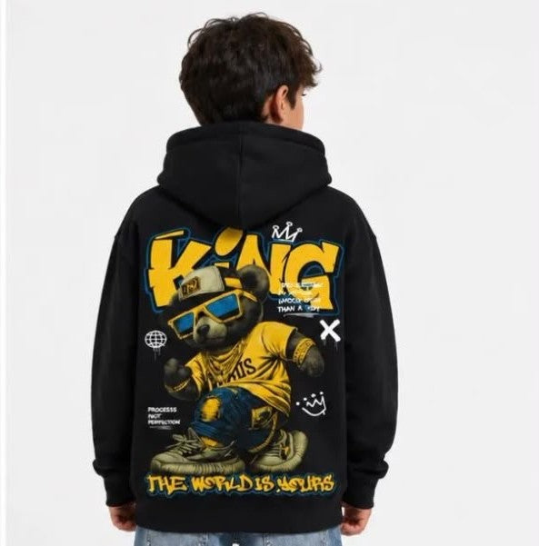 Felpa Felpata con Cappuccio King Bear Nera