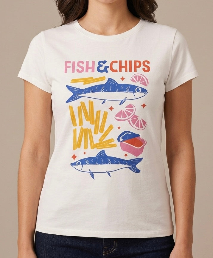 T-shirt Summer Vibes Fish and Chips
