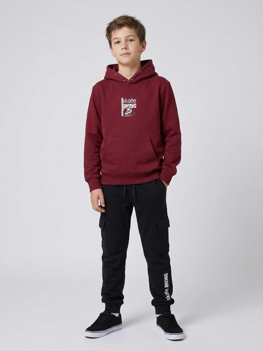 Completo Tuta Felpato Skate Brong Bordeaux e Nero