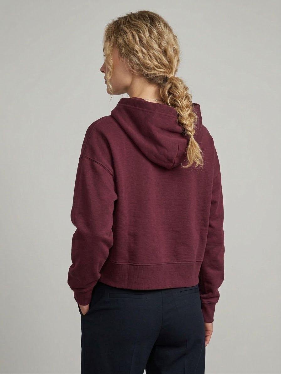 Felpa Donna Boxy fit con Cappuccio Burgundy Velvet Street Lab