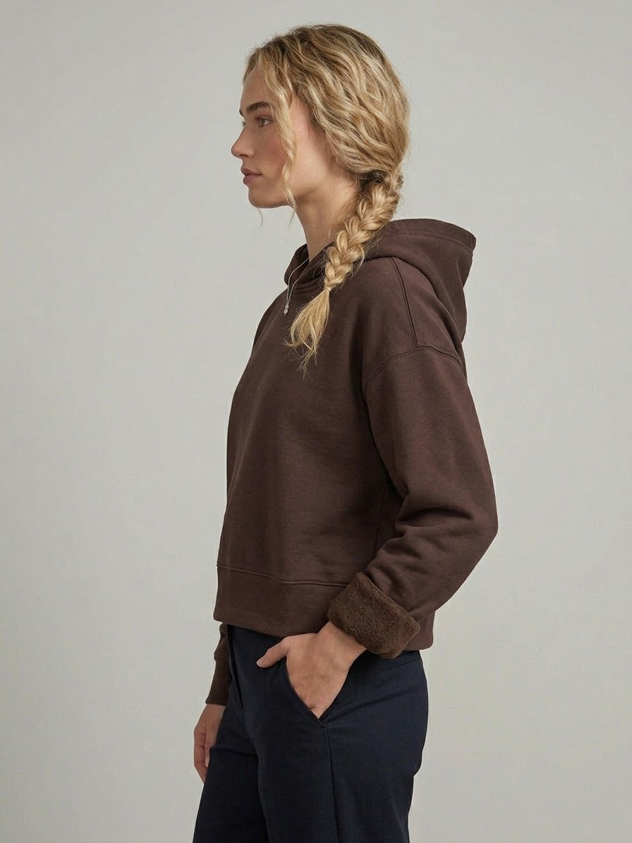 Felpa Donna Boxy fit con Cappuccio Cioccolato Street Lab