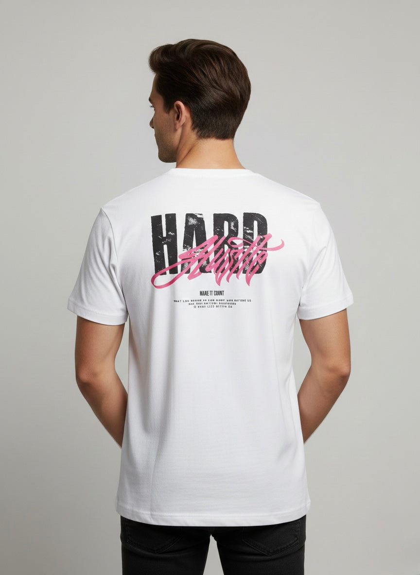 T-Shirt Hard Hustle bianca