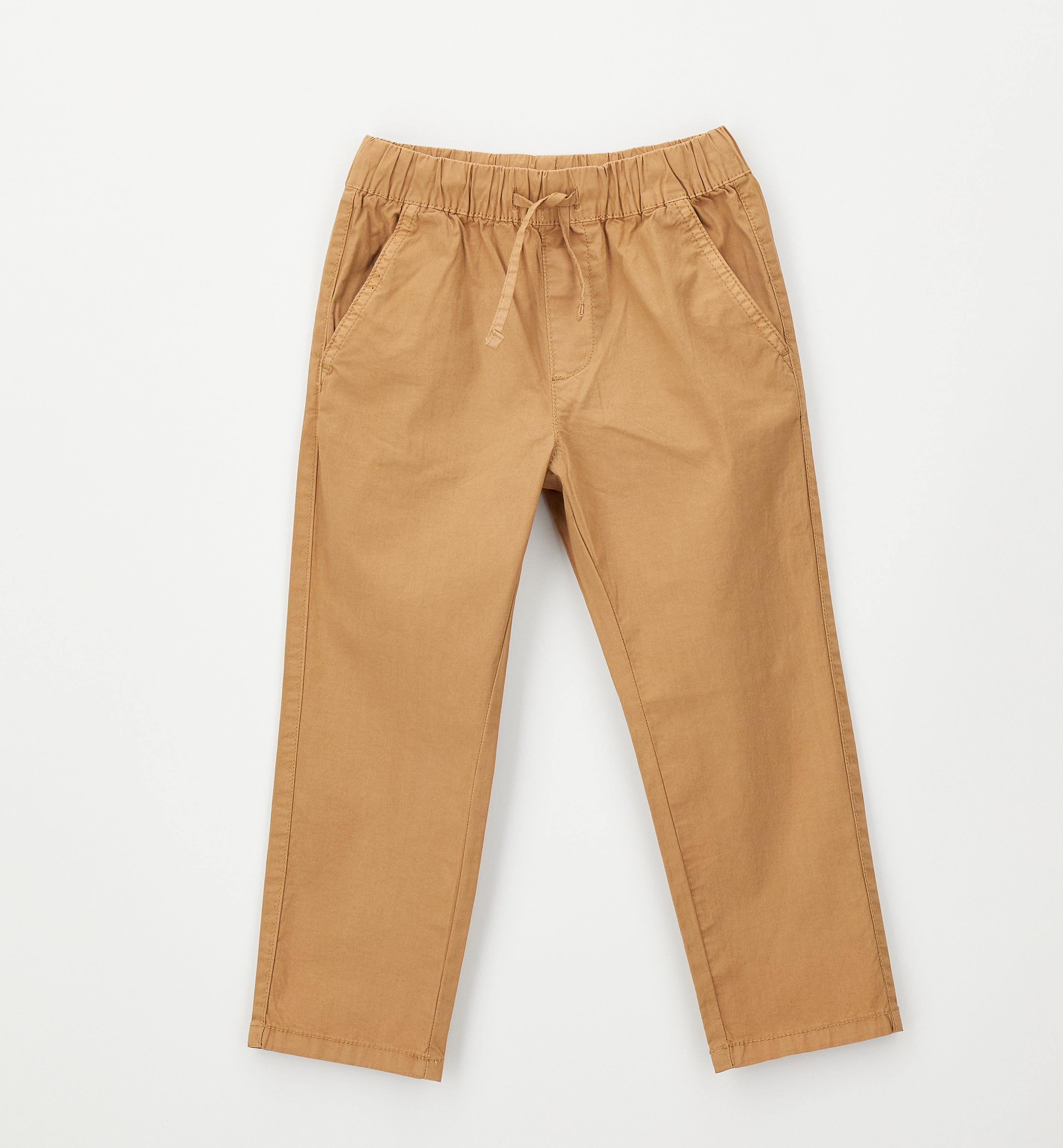 Pantalone Relaxed Fit in Twill di Cotone Tabacco