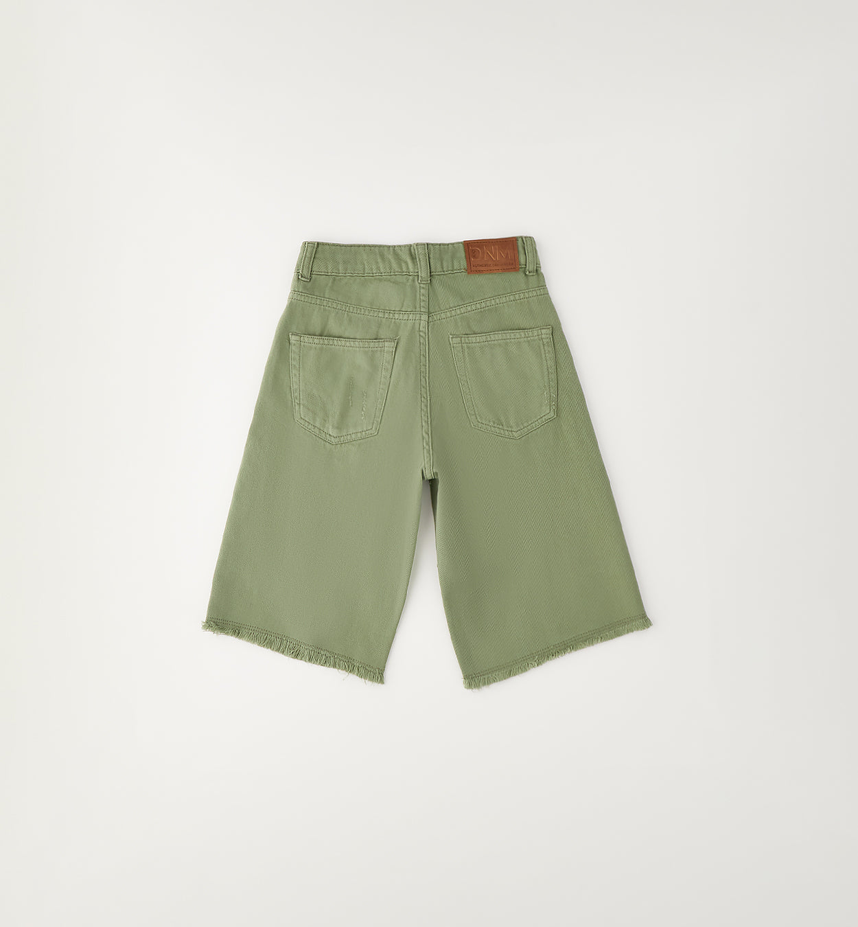 Shorts in Denim con Dettagli Distressed Verde Oliva