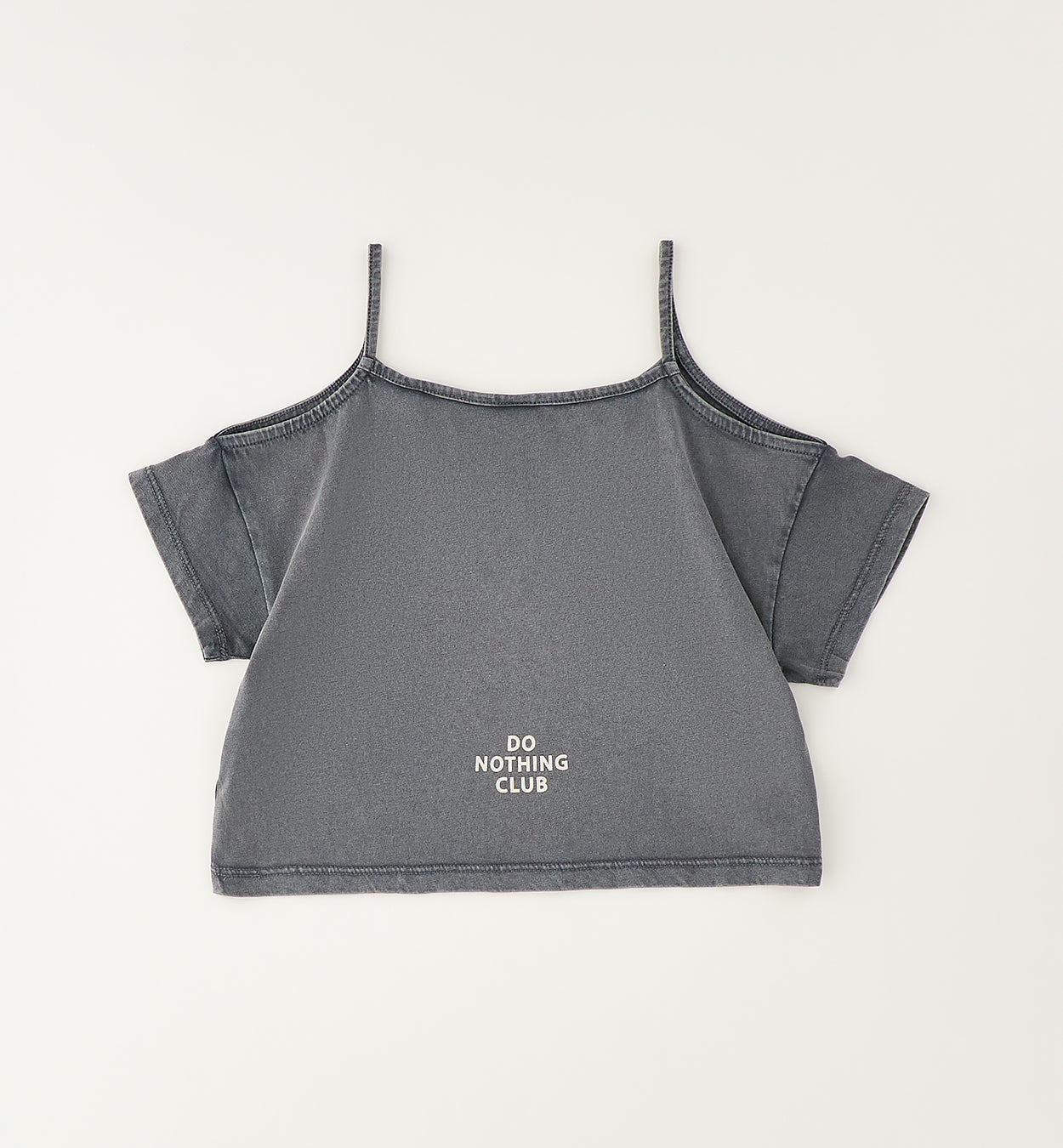 T-shirt Cropped con Spalline Grigio