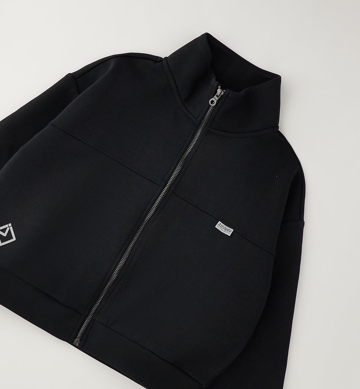 Felpa Kingston con Zip ed Effetto Scuba Nero