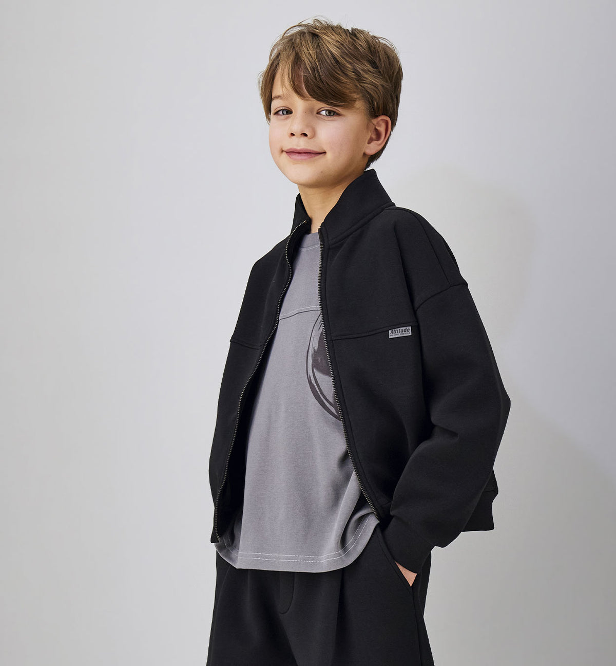 Felpa Kingston con Zip ed Effetto Scuba Nero