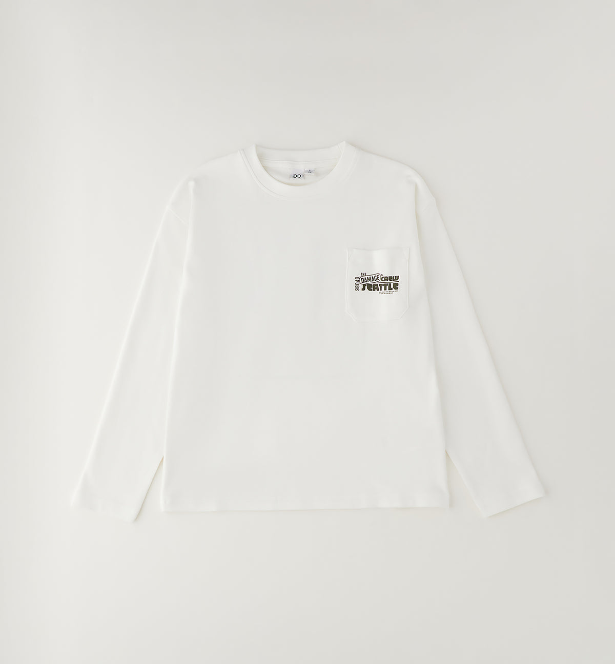 T-Shirt Manica Lunga Trevor in Cotone con Maxi Grafica Poster Bianca