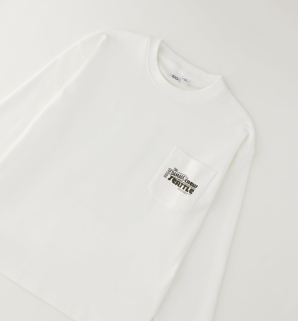 T-Shirt Manica Lunga Trevor in Cotone con Maxi Grafica Poster Bianca