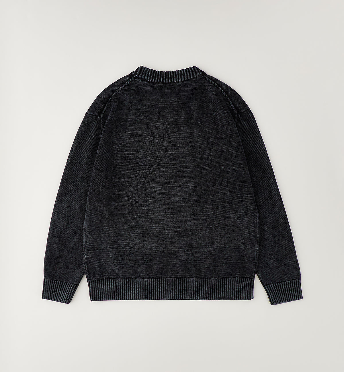 Maglione Kai in Cotone Lavato Acid Wash Nero Antracite