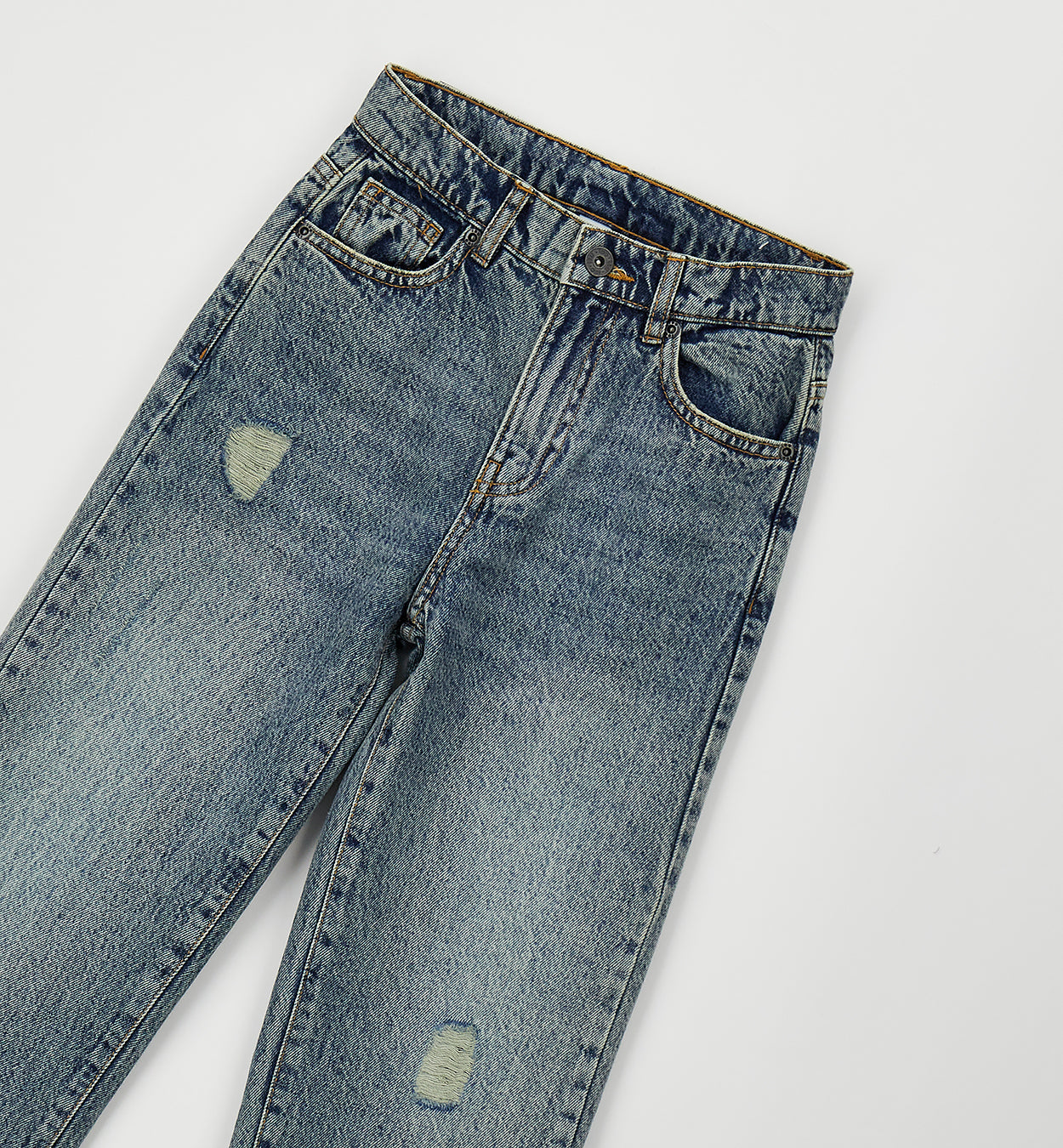 Jeans Straight Fit Denim Chiaro Lavato