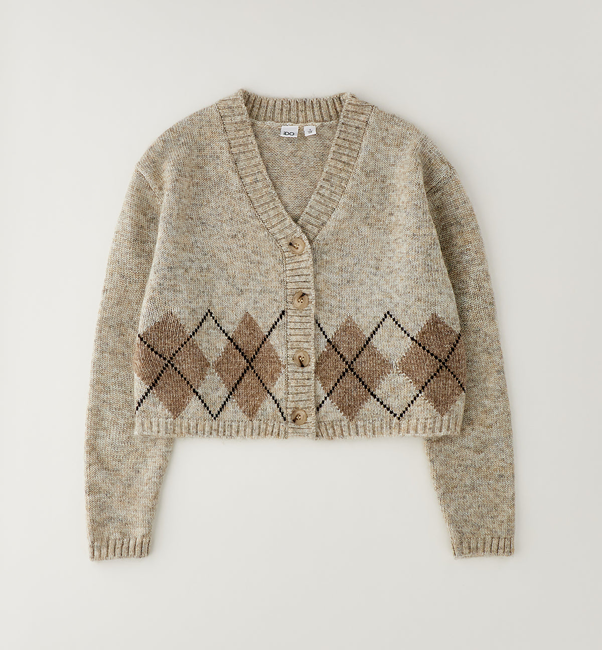 Cardigan Ginevra Beige a Rombi Argyle